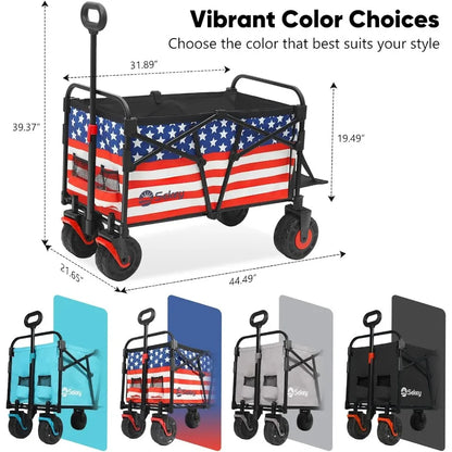 Wagon Cart with Big AllTerrain Beach Wheels Collapsible Heavy Duty Extended Wagons with Taligate Foldable Utility Carts for Cam