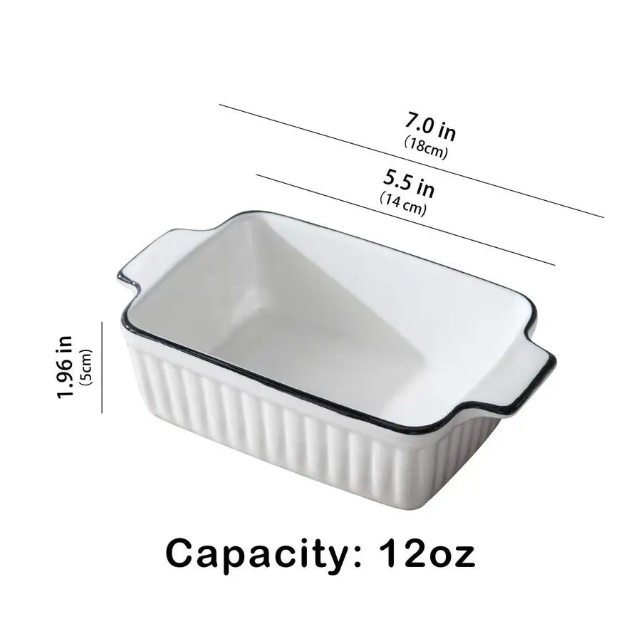 Dishes for Oven, 12Oz Ceramic Baking Dish with Handles, Rectangular Bakeware Set of 4, Deep Baking Dishes for Kitchen Lasagna, C