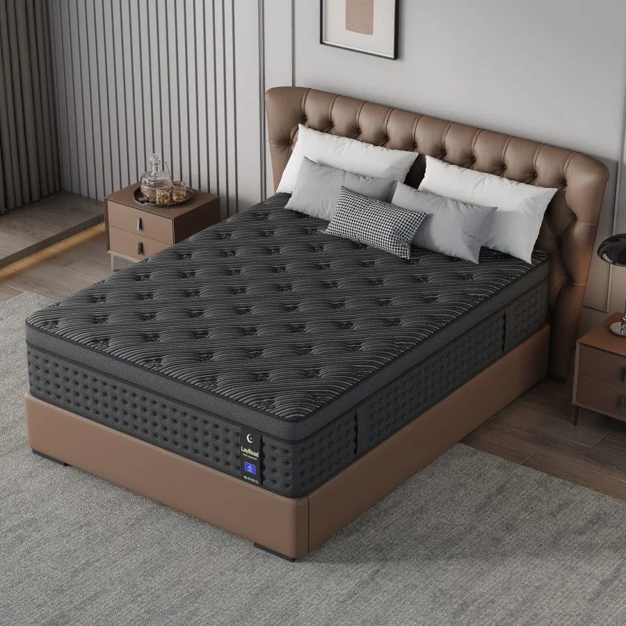12"14"Twin Full Queen King Size Mattress in a Box Hybrid Spring Memory Foam,Euro Top Mattresses Medium Firm for Motion Isolat