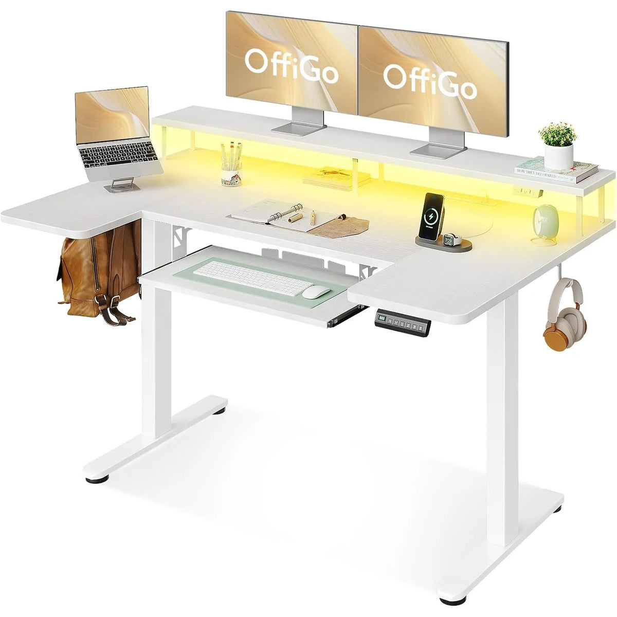 XIUWO U Shaped Height Adjustable Standing Desk With Keyboard Tray