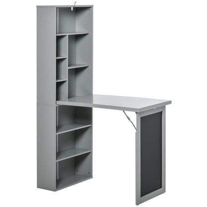 HOMCOM Convertible Wall Mount Office Desk With Blackboard And Side Shelf