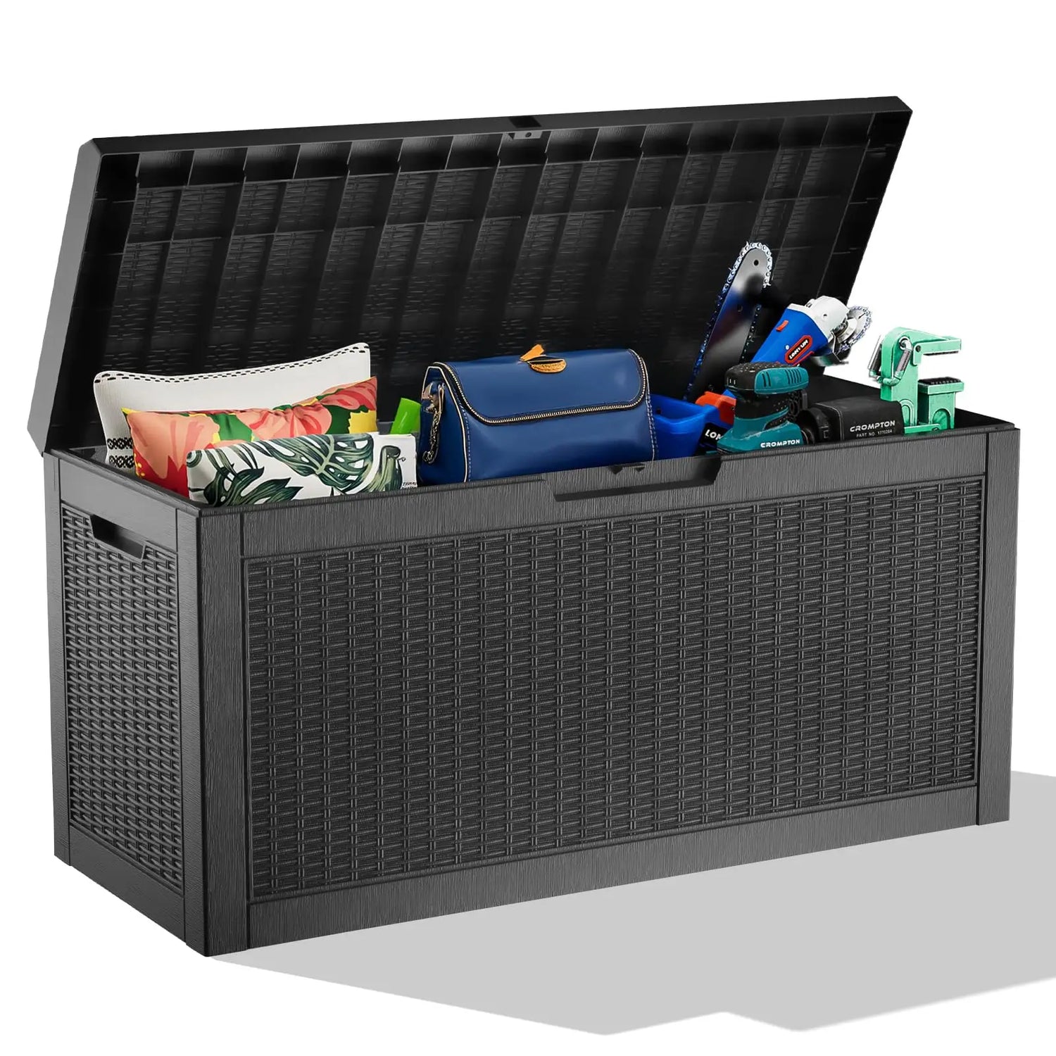 PatioZen 320 Gallon Large Resin Deck Box, Lockable Outdoor Storage Box for Patio Cushions Storage Furniture,Garden Tools