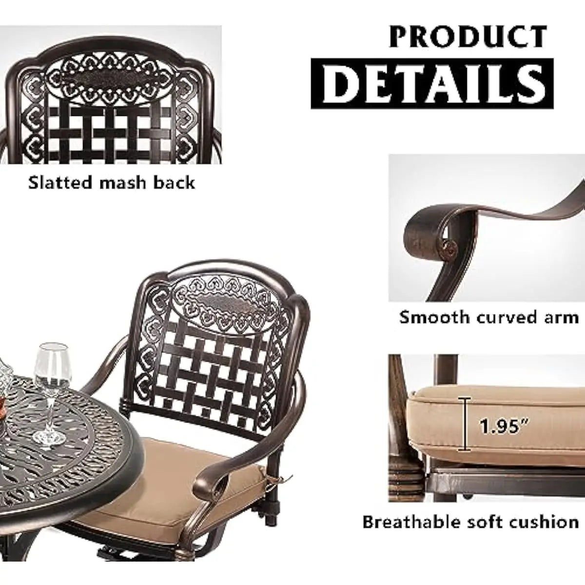 5-Piece Round Outdoor Dining Ensemble Featuring Swivel Rocking Chairs with Quick-Dry Cushions, Hollow Plaid Design, Umbrella Hol