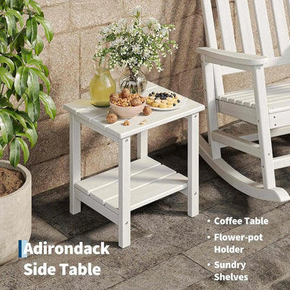 Outdoor Rocking Chairs Set of 2 with Side Table – HDPE High Back Patio Rocker, All-Weather Porch &amp; Garden Furniture