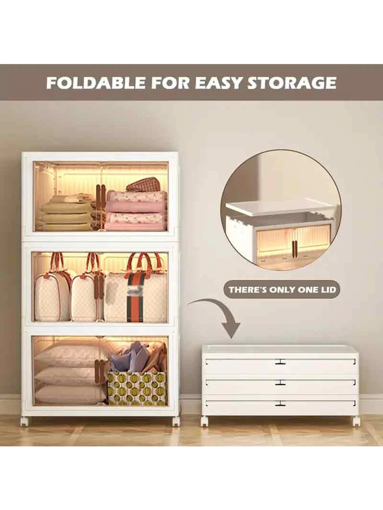 Folding Five Tier Magnetic Door Storage Cabinet for Home Organization