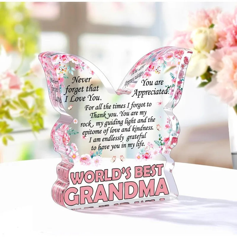Butterfly Grandma Plaque - Heartfelt Gift from Granddaughter for Christmas &amp; Mother&