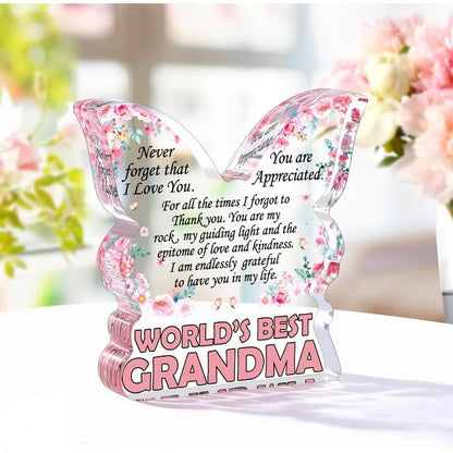 Butterfly Grandma Plaque - Heartfelt Gift from Granddaughter for Christmas &amp; Mother&