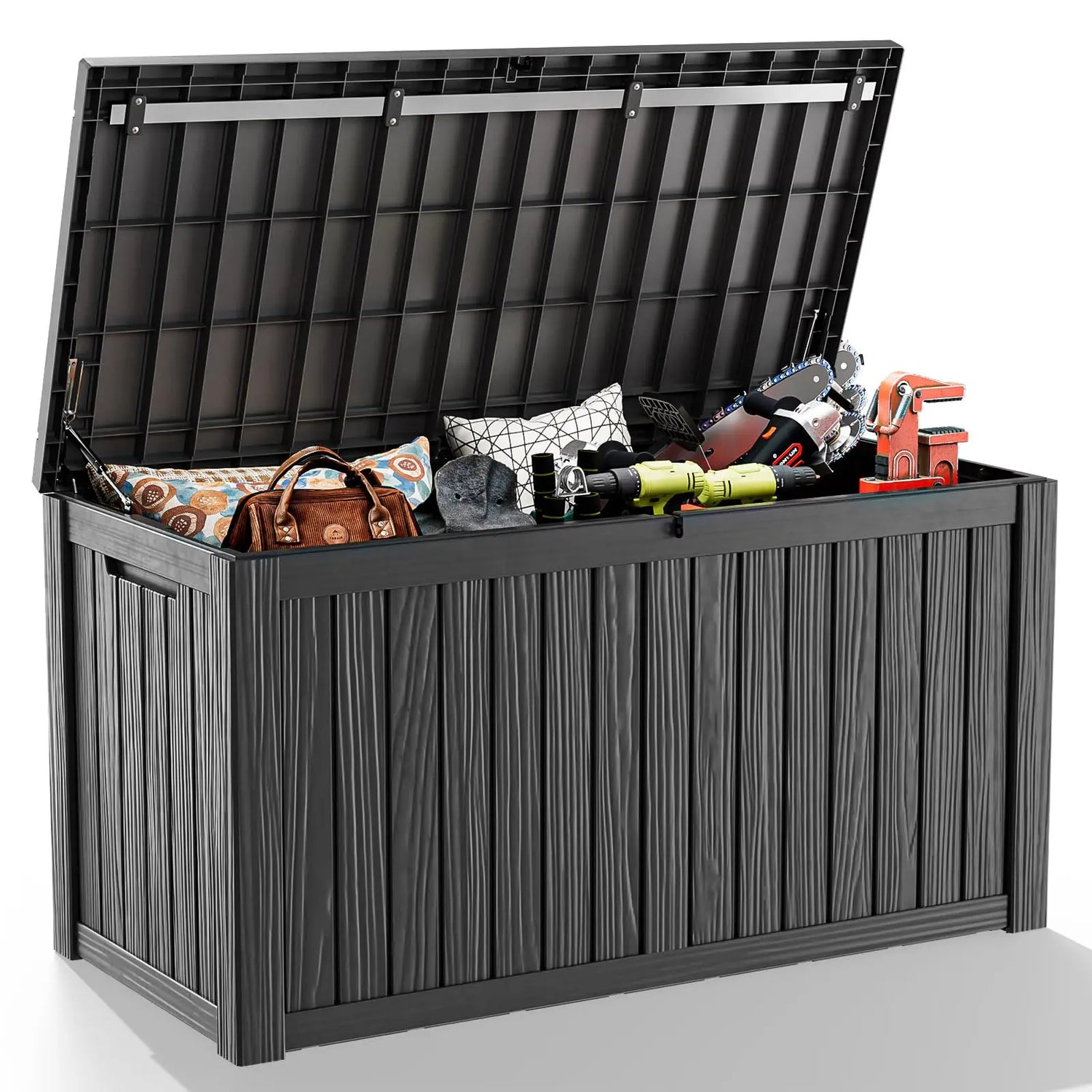 PatioZen 320 Gallon Large Resin Deck Box, Lockable Outdoor Storage Box for Patio Cushions Storage Furniture,Garden Tools