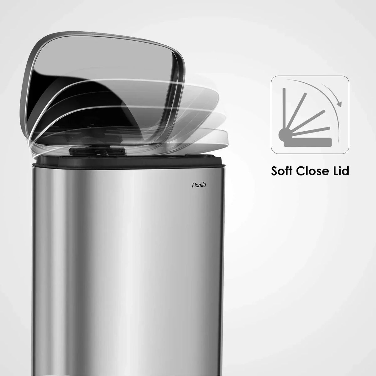 Kitchen Trash Garbage Can 50L+5L Soft-Close, Smudge Resistant Trash Can with Foot Pedal-Brushed Stainless Steel, Satin Nickel