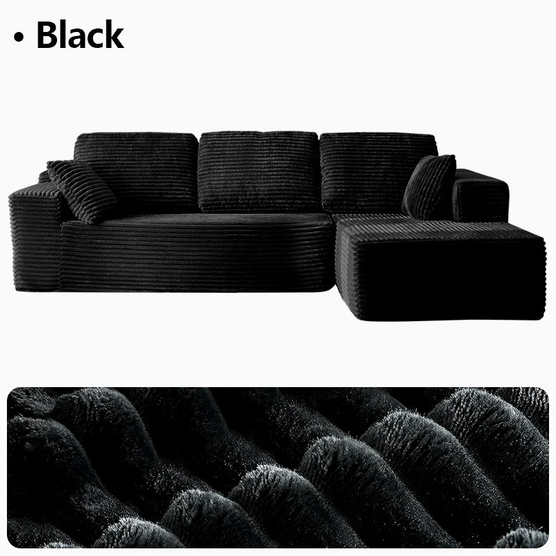 95.7"Oversized L Shaped Couch With Chaise, Minimalist Compressed Boneless Couch No Assembly Required, Modular Cloud Sectional Sofa Fo
