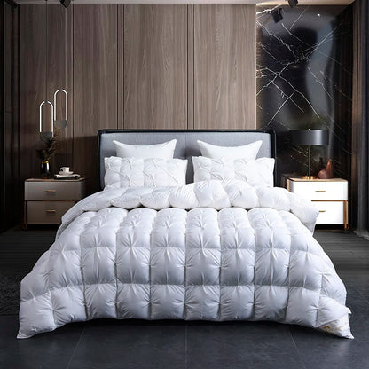 White Goose Down Duvet Warm Winter Thick 3D Bread Comforter Pinch Pleated Blanket Filling for Single Double Couple Bed Quilts