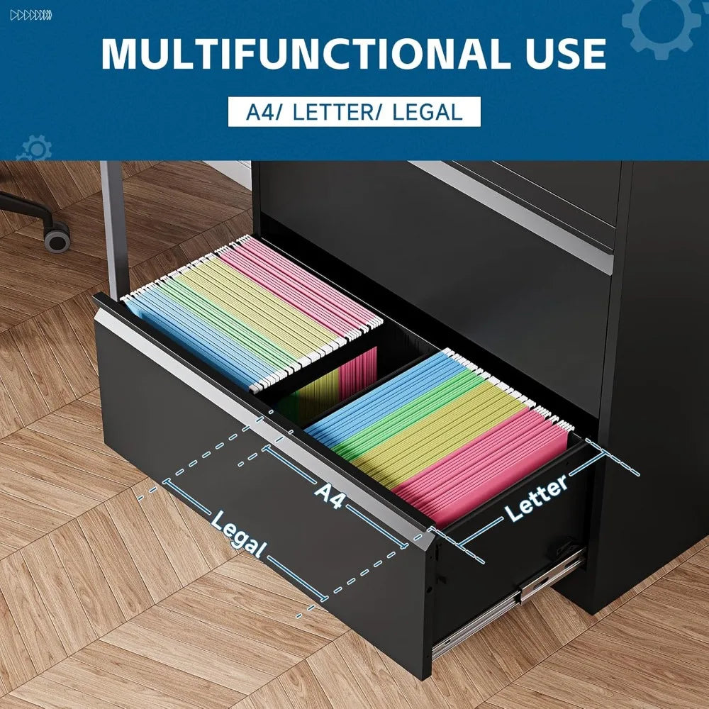 2-drawer metal file cabinet, lateral vertical filing cabinets for home office, locking file cabinet with storage shelves, legal/