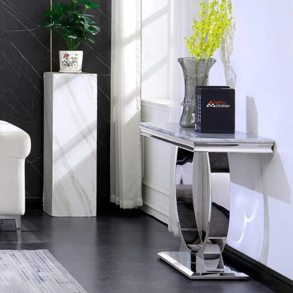 Modern Console Table for Entryway, Mirrored Sofa Table with U-Base, Silver Narrow Console Table, Rectangular, Customized