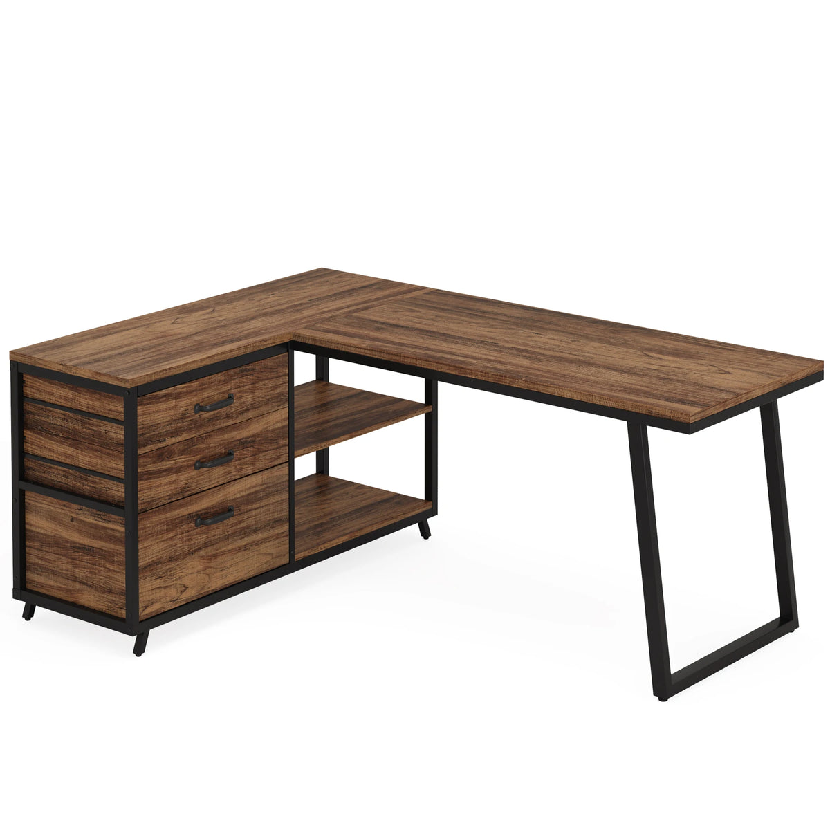 Tribesigns L Shaped Computer Desk With Drawers And Shelves For Office