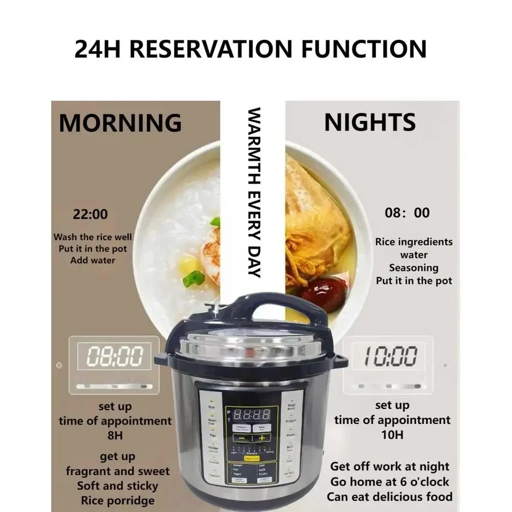 12 In 1 Electric Pressure Cooker 24 Hour Reservation Slow Cooker Rice Cooker Yogurt Maker Wok Steamer Baking Machine Stainless