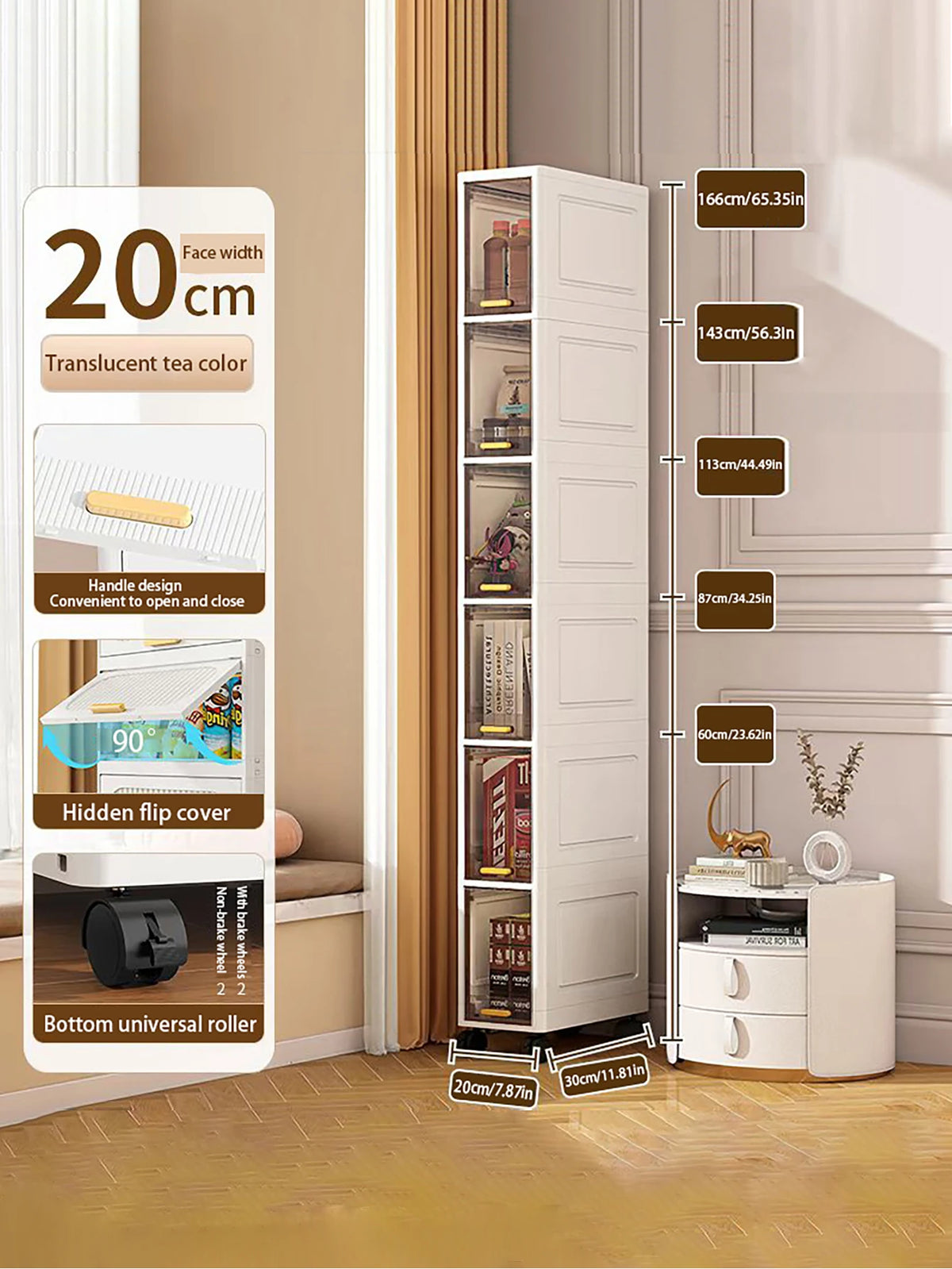 Slim Gap Storage Cabinet Organizer for Kitchen and Bathroom