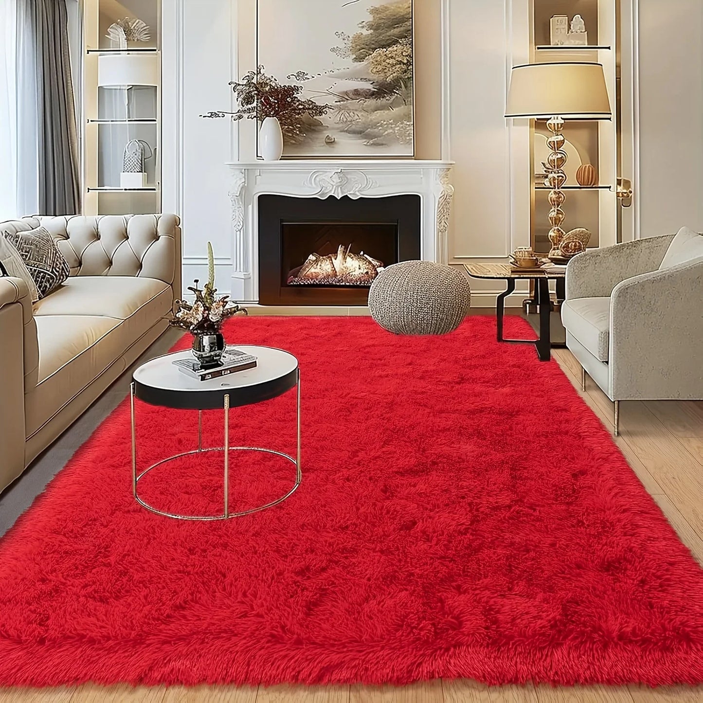 AUBUSSON Fluffy Non-slip Carpet for Cozy Living Room Decor