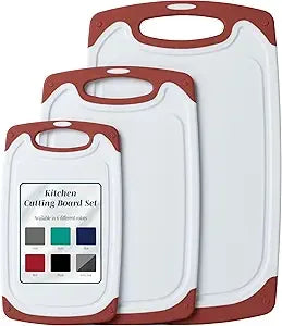 Cutting Boards for Kitchen - BPA-Free Chopping Board - Different Sizes &amp; Non Slip Handles - Reversible, Large Cutting Board Set