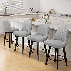 Counter Height Swivel Bar Stool Set of 4 with Back