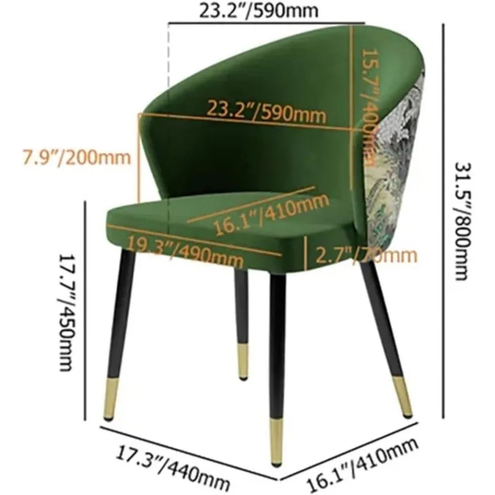 Upholstered Velvet Dining Chair, Comfy Dining Room Chairs with Thick Cushions, Modern Kitchen Side Chairs (Green, 1-Piece