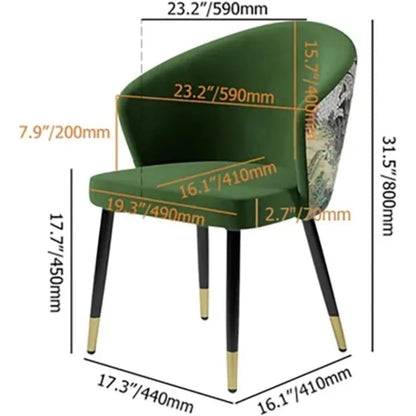 Upholstered Velvet Dining Chair, Comfy Dining Room Chairs with Thick Cushions, Modern Kitchen Side Chairs (Green, 1-Piece