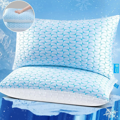 Shredded Memory Foam Pillows Queen/King Size Set of 2 Firm, Adjustable Cooling Pillow for Side Sleeper, Supportive Fluffy Pillow