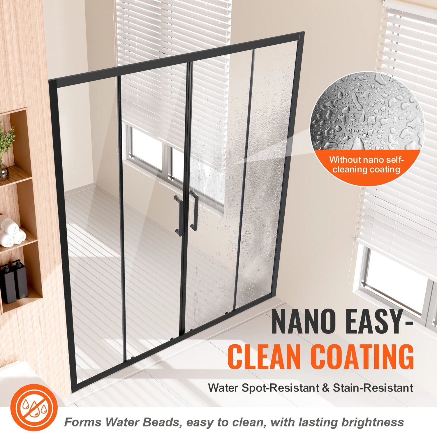 SucceBuy Semi-frameless Shower Door 57.8-59Wx70H in with 1/4in(6mm) Clear Tempered Glass Shatterproof &amp; Stainless Steel Hardware