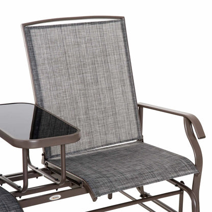 Outsunny Outdoor Two Person Steel Glider Chair With Center Table