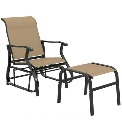 Outdoor Glider with Ottoman, High Back Patio Glider Set, Gray