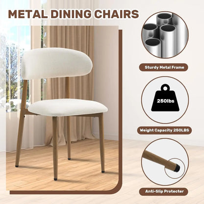 Dining Chairs Set of 4, Metal Kitchen Chairs with Modern Fabric Upholstered for Dining Room, Beige, Customized