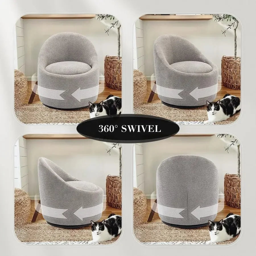 Swivel Accent Chair Set of 2, 360 Swivel Round Chair with Hidden Storage, Modern Small Barrel Armchair for Living Room Bedroom,