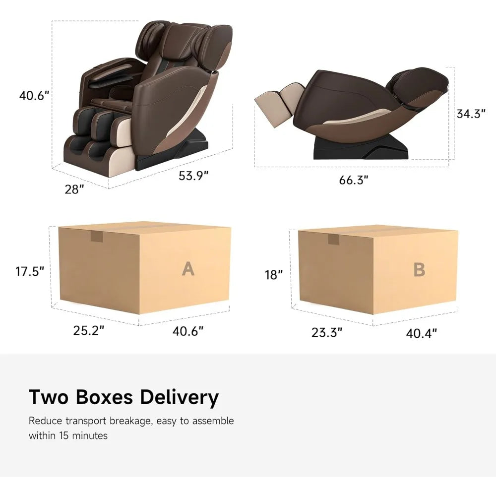 2025 Massage Chair Full Body, Zero Gravity Recliner with 6 Auto Modes, Foot Massage, Heating, Bluetooth, Brown