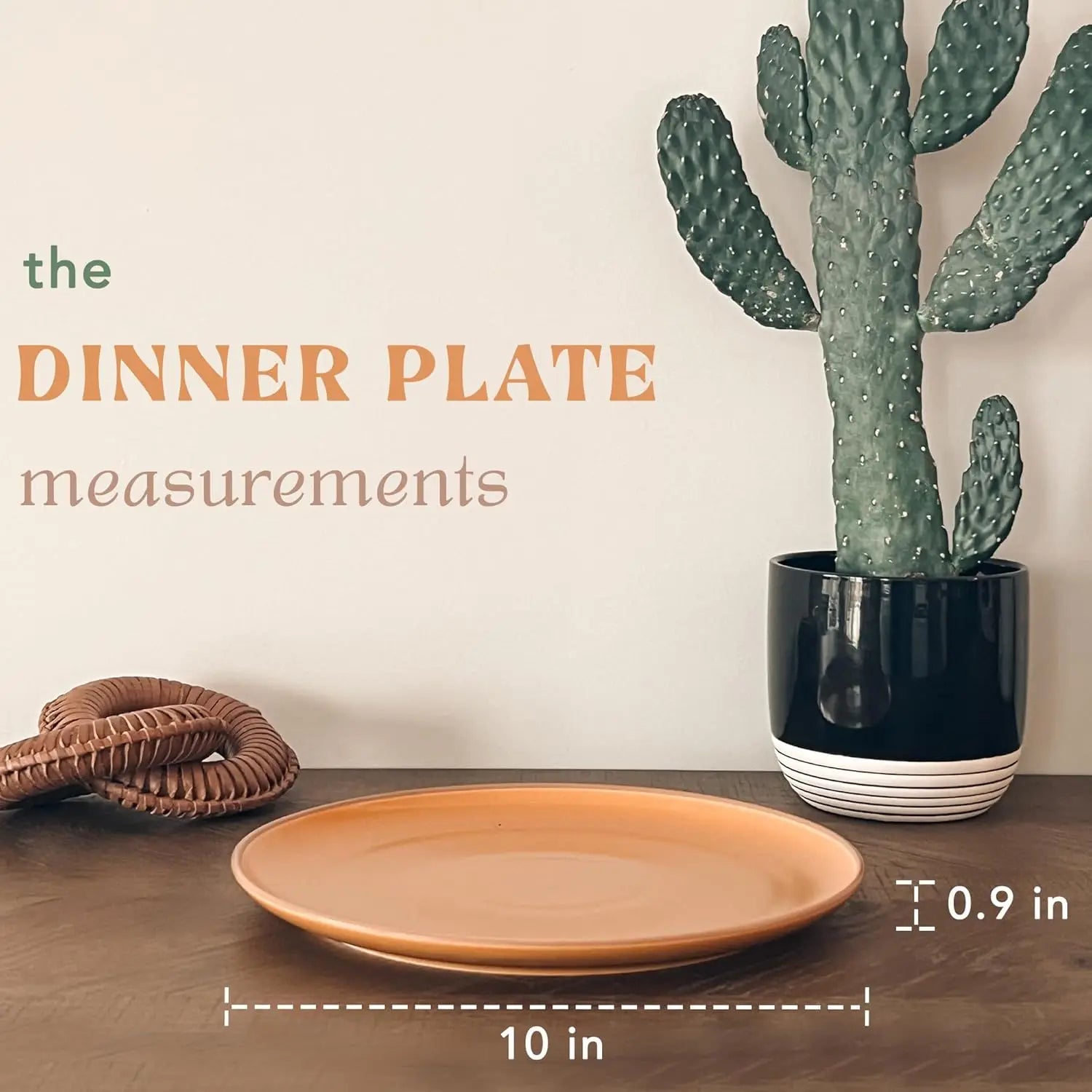 Ceramic Artisan Matte Dinner Plates Set of 6, 10 inch Dish Set - Microwave, Oven, and Dishwasher Safe