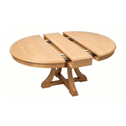 5 Piece Round Extendable Solid Wood Dining Table Set, 4 Rattan Back Chairs With Upholstered Seats, Modern Farmhouse Kitchen Dinner Furniture For Dining Room Kitchen Apartment