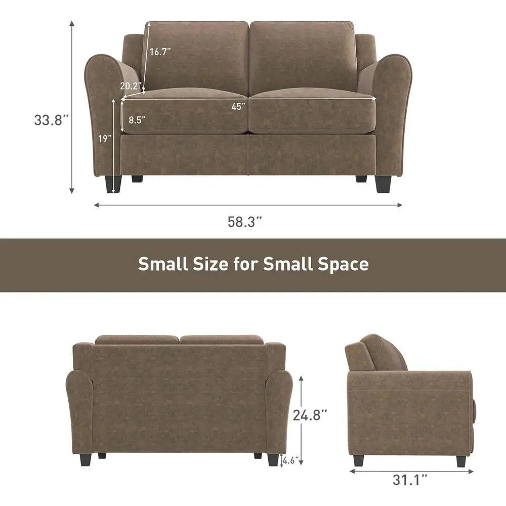 Modern Loveseat Sofa With Thick Cushions For Small Spaces