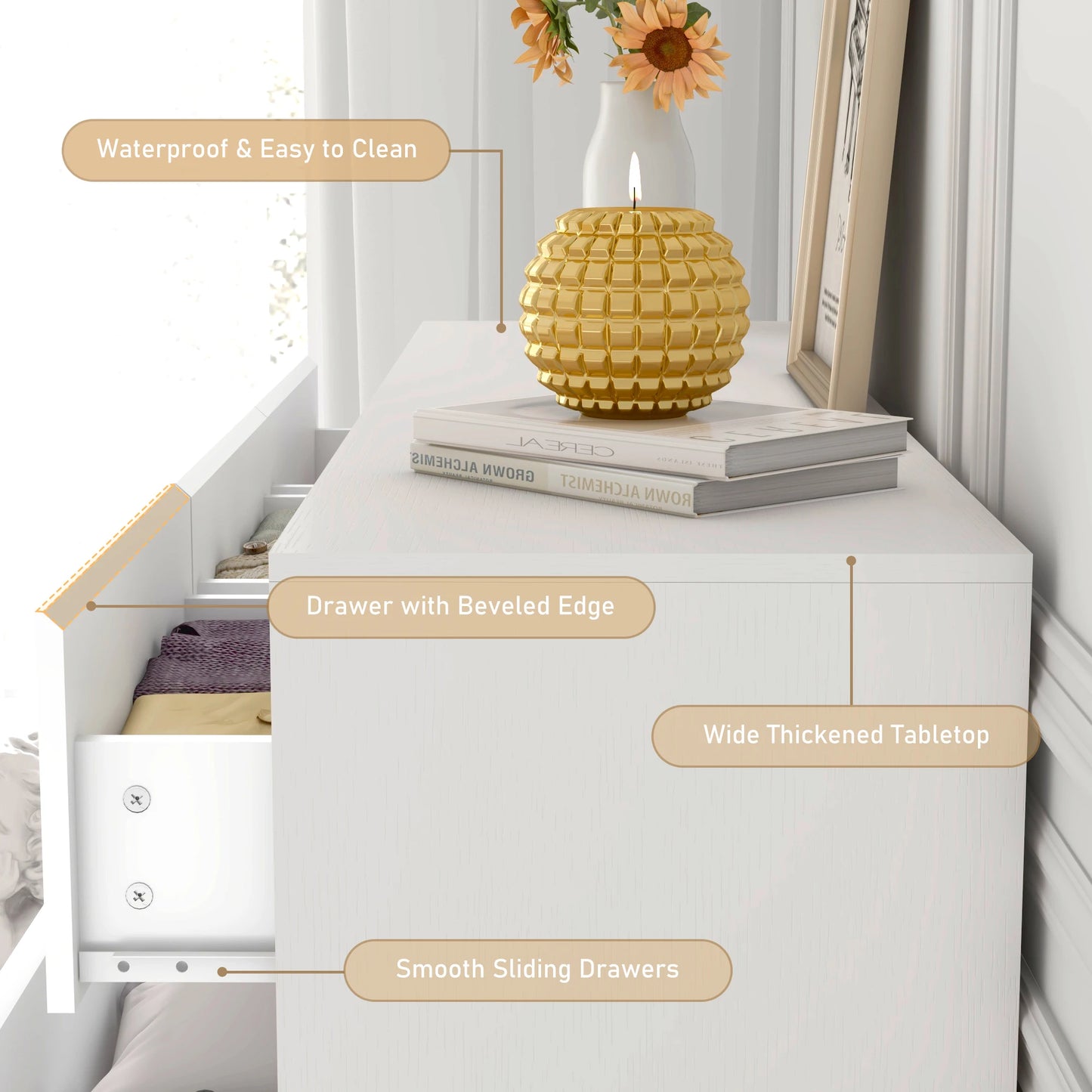 General Use 7 Drawer Dresser Modern Wood Chest Of Drawers