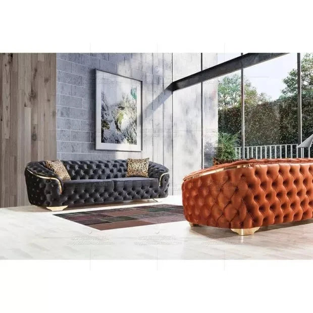 Linlamlim Classic Chesterfield Sectional Sofa with Cloth Buttons and Fabric Modular Couch for Living Room Seating Home Furniture