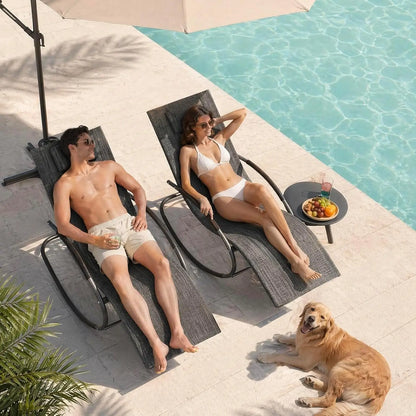 HiMISS Outdoor Rocking Lounge Chair With Detachable Pillow