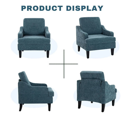 Accent Chairs Set of 2,Mid-Century Arm Chairs Chenille Fabric Living Room Chairs,Upholstered Reading Chairs for, Customized