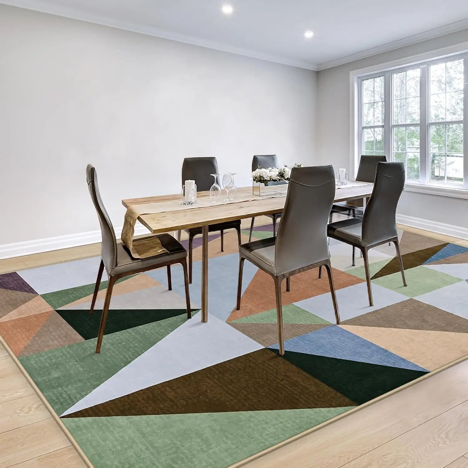Geometric Patchwork Area Rug,Non-Slip Washable Rug for Bedroom, Soft Indoor Carpet for Entryway Dining Room Office Nursery Floor