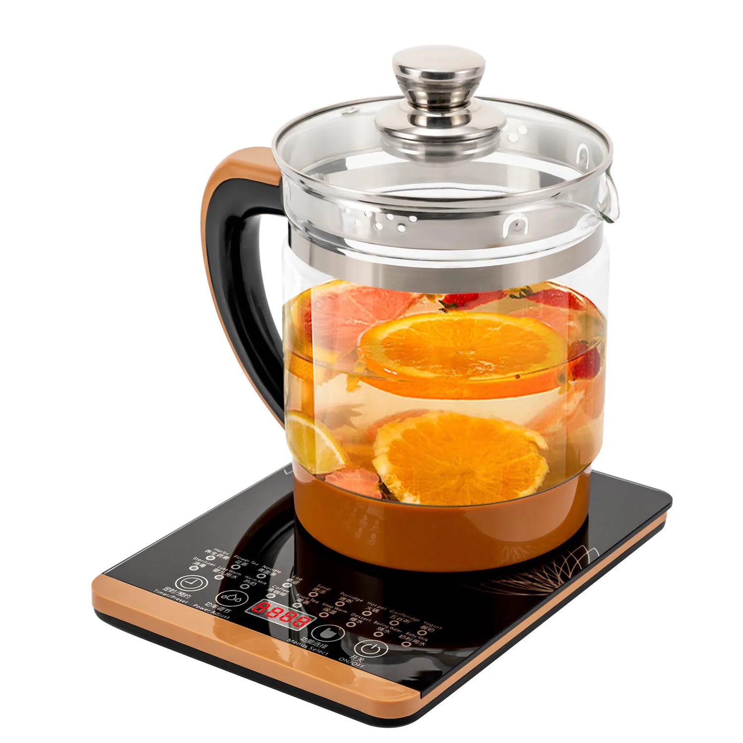 1.8L Electric Glass Tea Kettle - Multifunction Hot Water Boiler with Keep Warm &amp; 6 Temp Settings, BPA-Free  glass teapot