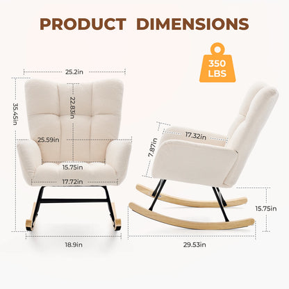 JHK Teddy Upholstered Saucer Rocking Chair with Metal Frame