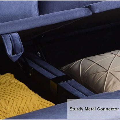 ular Soa Couch with Seat Storage, Blue dle Armrest Couch with Pillow, abric Storage Soa with Reclining Arms and Backs or Living