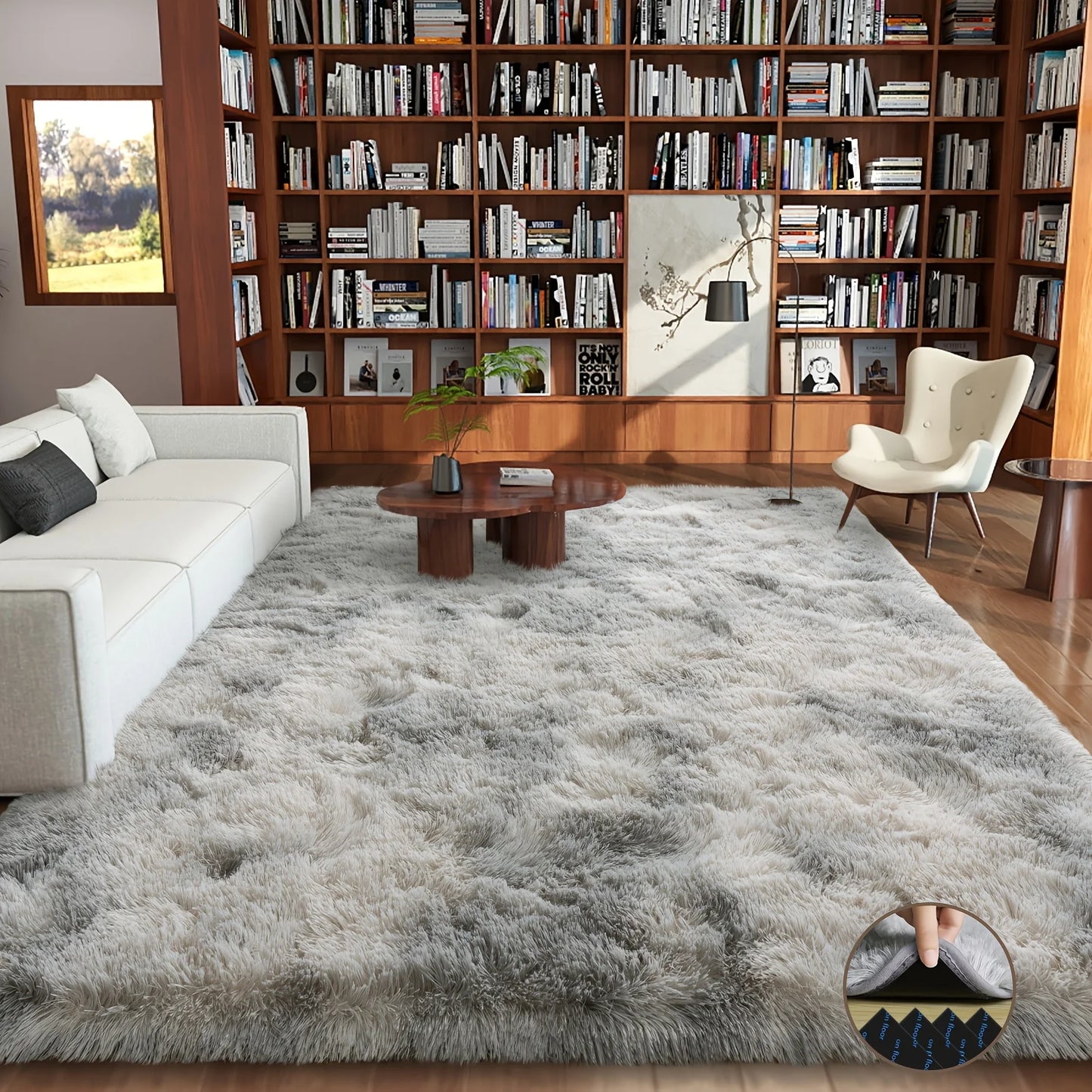 AUBUSSON Fluffy Tie Dyed Geometric Carpet For Living Room