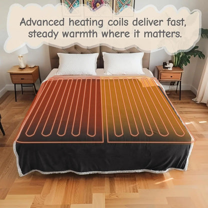 Electric Heated Blanket Full Size 72x84, Soft Flannel with Overheat Protection, 9 Heat Settings &amp; Auto-Off Timer
