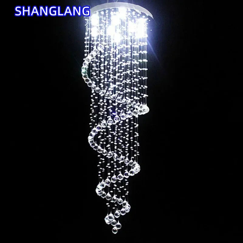 Modern LED K9 Crystal Chandelier Villa Luxury Crystal Chandelier Double Staircase Lamp Living Room Lights
