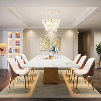Tribesigns 78.74" Sintered Stone Dining Table for 6-8, Modern Rectangle Dining Table, Luxury White &amp; Gold Kitchen Table