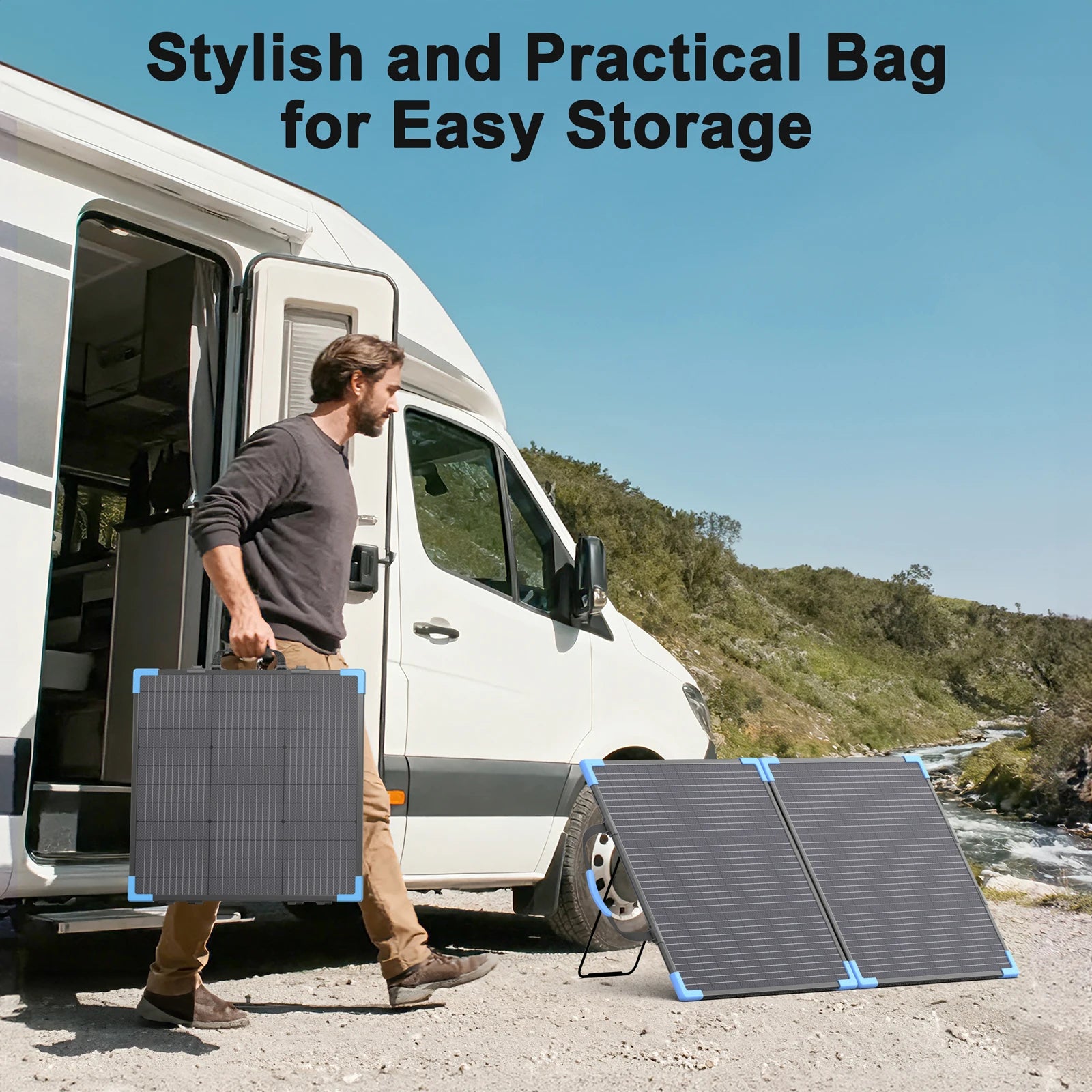 E-POWO 110W Portable Solar Panel Monocrystalline Foldable Solar with 23.5% Energy Conversion Rate For Power Station Camping RV