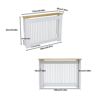 Modern Radiator Cover Decorative Heater Protector Wall Vertical Slat Grill Shelf with MDF Wood Top