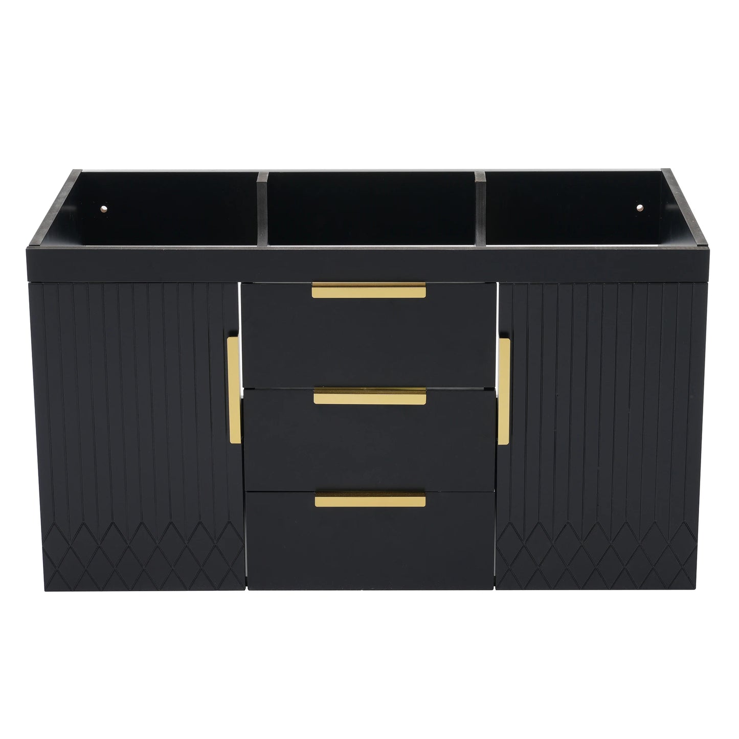 36'' Wall Mounted Bathroom Vanity without Sink, Floating Bathroom Storage Cabinet with 2 Drawers, Solid Wood Bathroom Cabinet